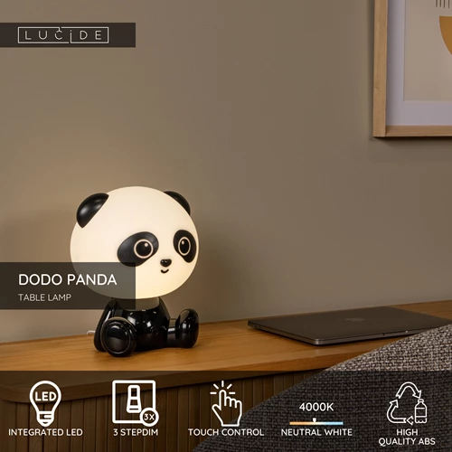 Lucide DODO PANDA - Table lamp Children- LED 3 StepDim - 1x3W 4000K - Black - USP